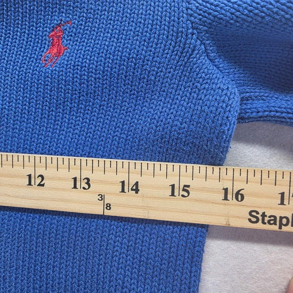 Ralph Lauren Kids Blue Shawl Collar‎ Sweater Cotton Knit Embroidered Pony S/P